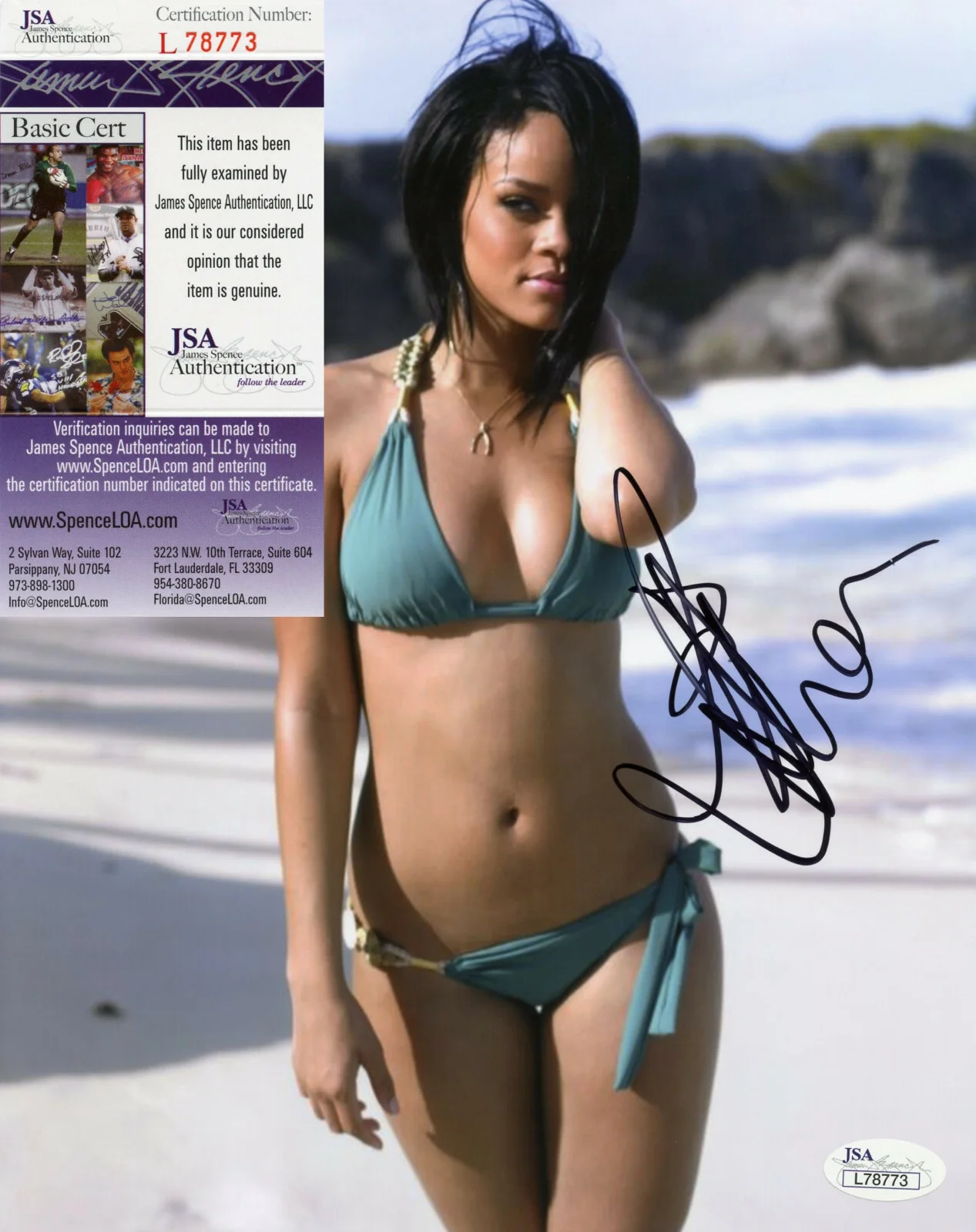 Rihanna Signed JSA COA Autographed Early Sexy Bikini 8X10 Photo Autographed Auto, изображение 2