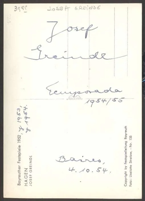1954 R Photo Postcard Josef Greindl German Opera Bass w Double Original Signed, изображение 2