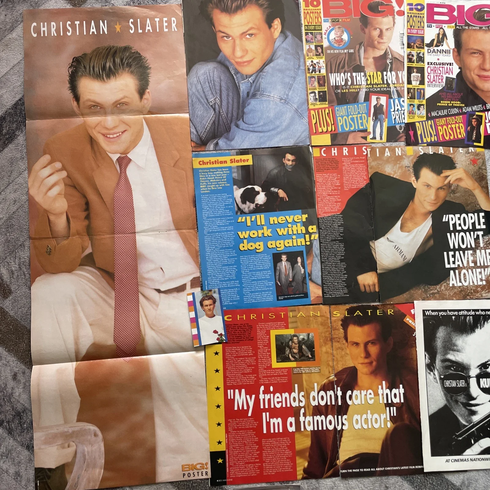 CHRISTIAN SLATER Magazine Cuttings & Large Poster & 2 Postcards, изображение 2