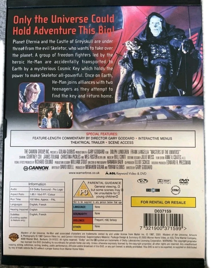 Masters of the Universe DVD starring Dolph Lundgren. 1987 cannon movie, изображение 2