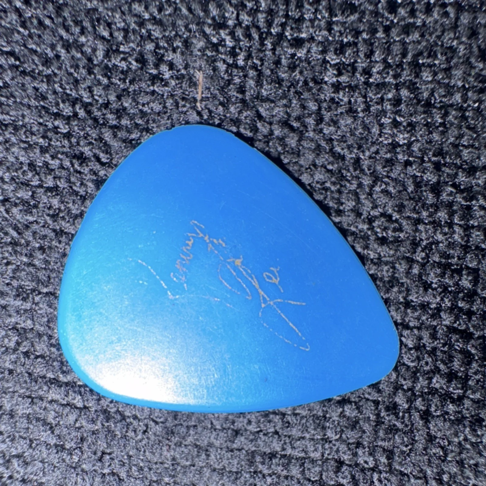 Blue Autographed Guitar Pick with Horse Design, Original Music Collectible, изображение 2