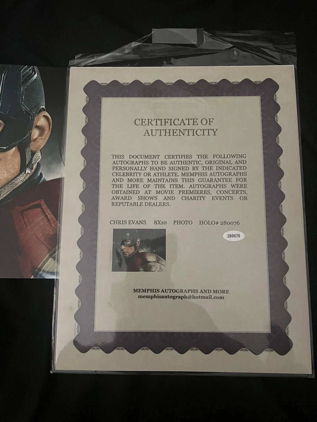Chris Evans — Chris Evans Signed Captain America 8x10 Photo From CA: Civil War (2016) w/ COA, image 3