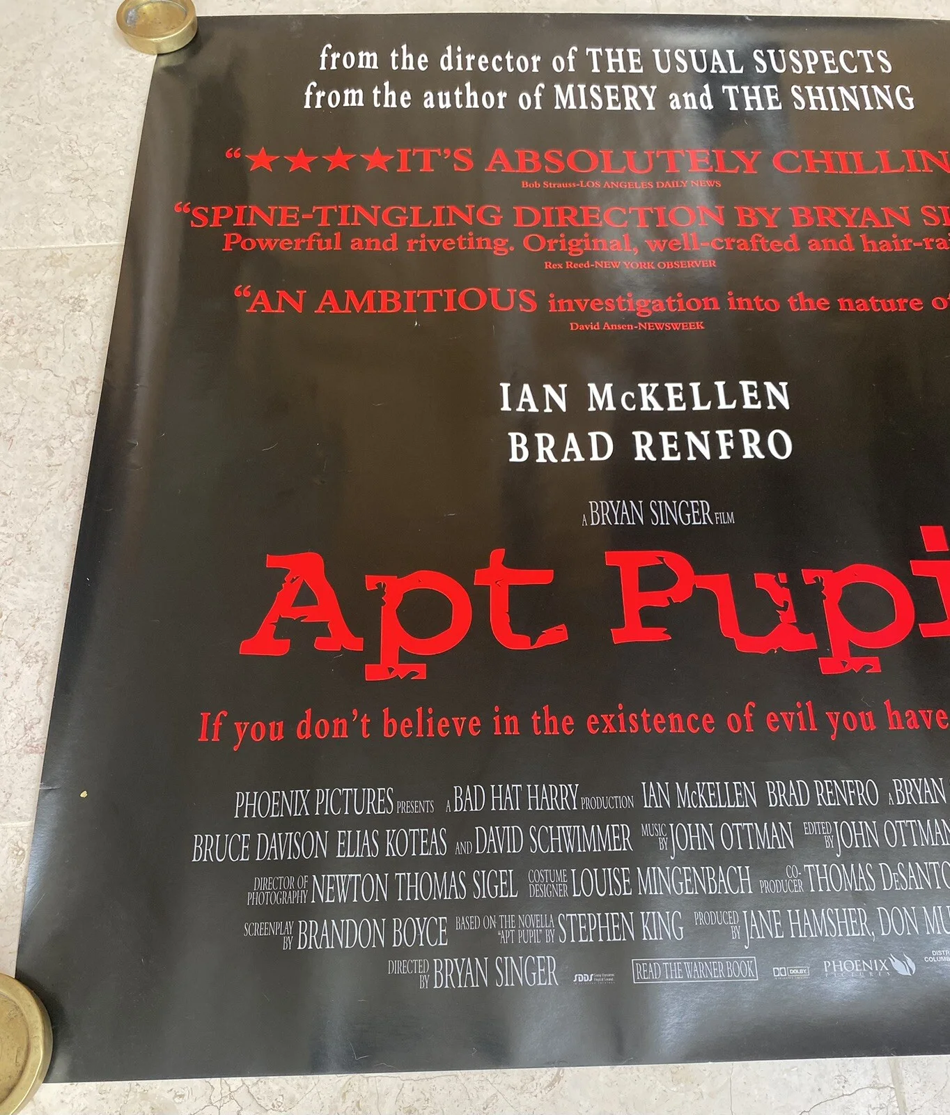 Stephen King Apt Pupil, ORIGINAL Film poster , scarce Vg, изображение 4