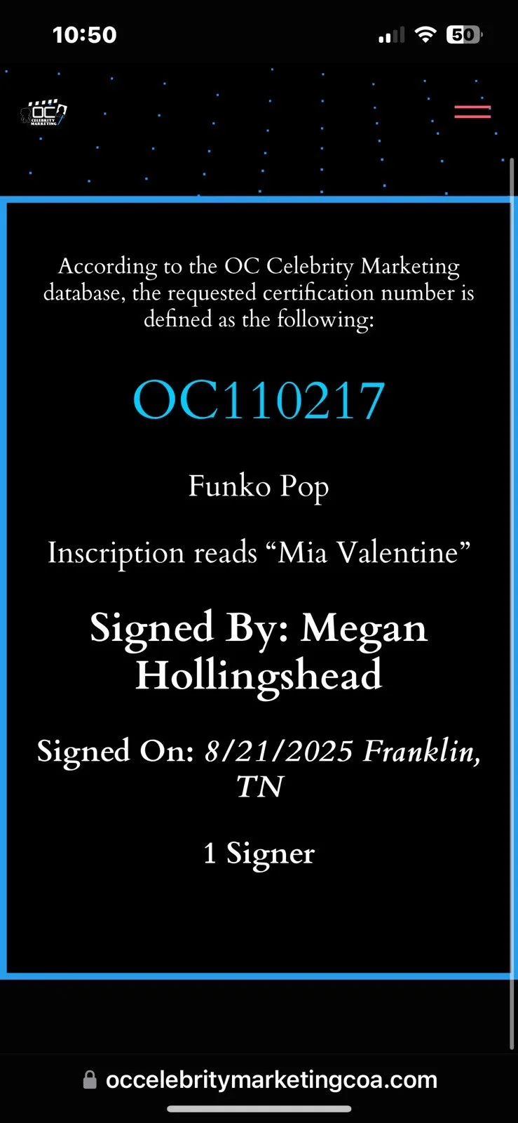 Megan Hollingshead — Megan Hollingshead Signed Yu-Gi-Oh Mai Valentine 1060 Inscribed Funko Pop OC COA, изображение 4