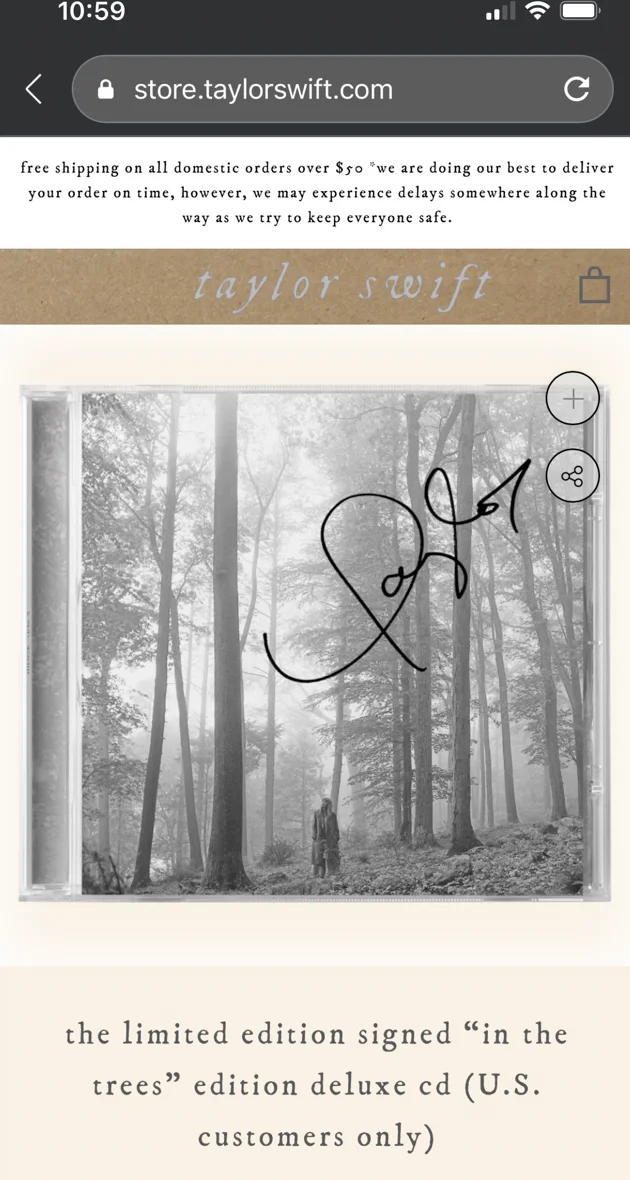 TAYLOR SWIFT FOLKLORE CUT SIGNATURE AUTOGRAPH A SIGN OF HISTORY CARD, image 3