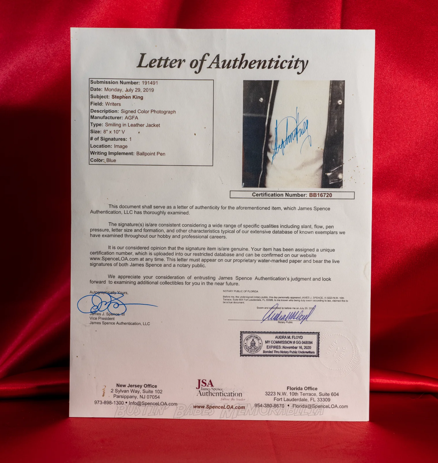 PSA + JSA Signed STEPHEN KING 8x10 Photo | Salem's Lot | Christine | The Shining, image 3