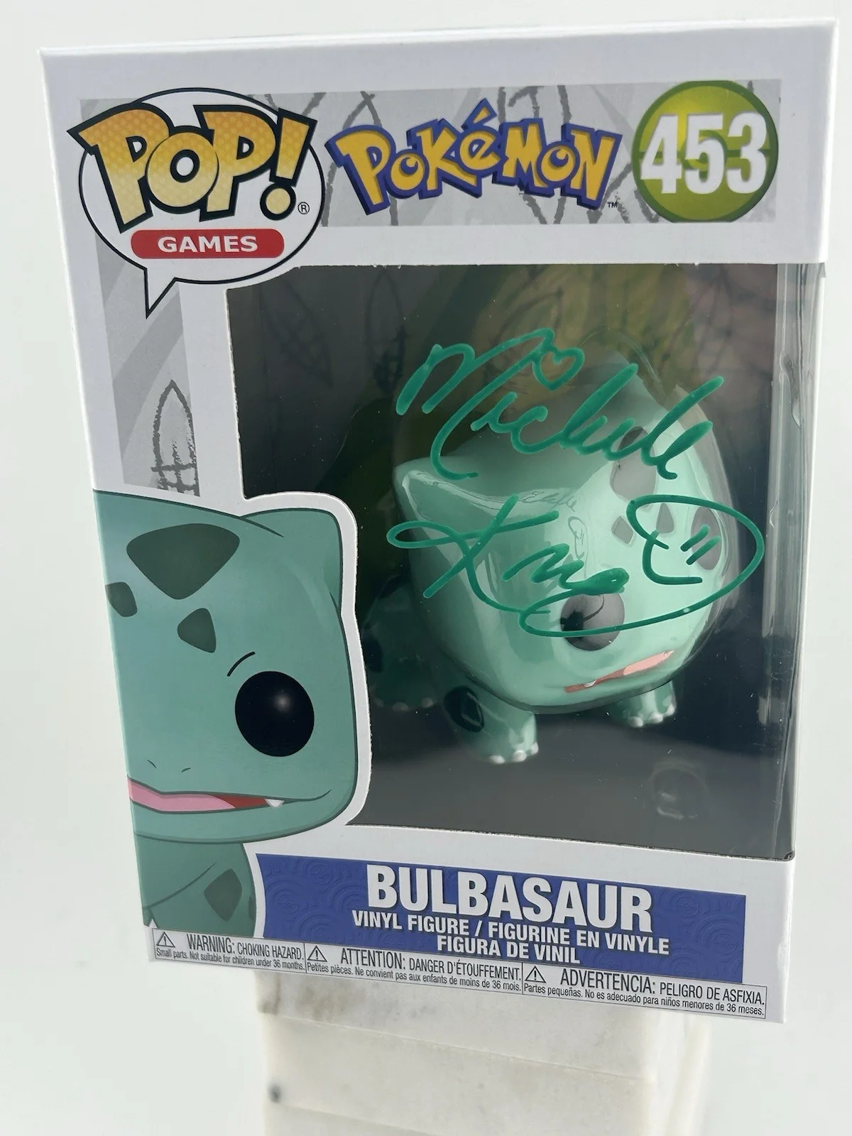 Michele Knotz — Michele Knotz Signed Autograph Bulbasaur Funko Pop 453 Pokemon OCCM Cert Green