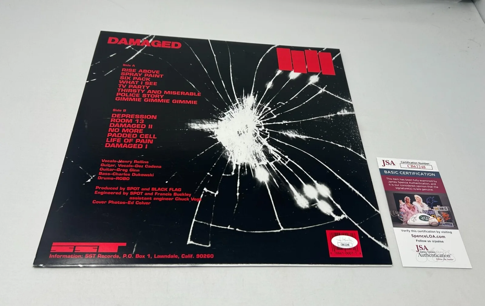 Greg Ginn of Black Flag signed Damaged Album JSA COA, изображение 2