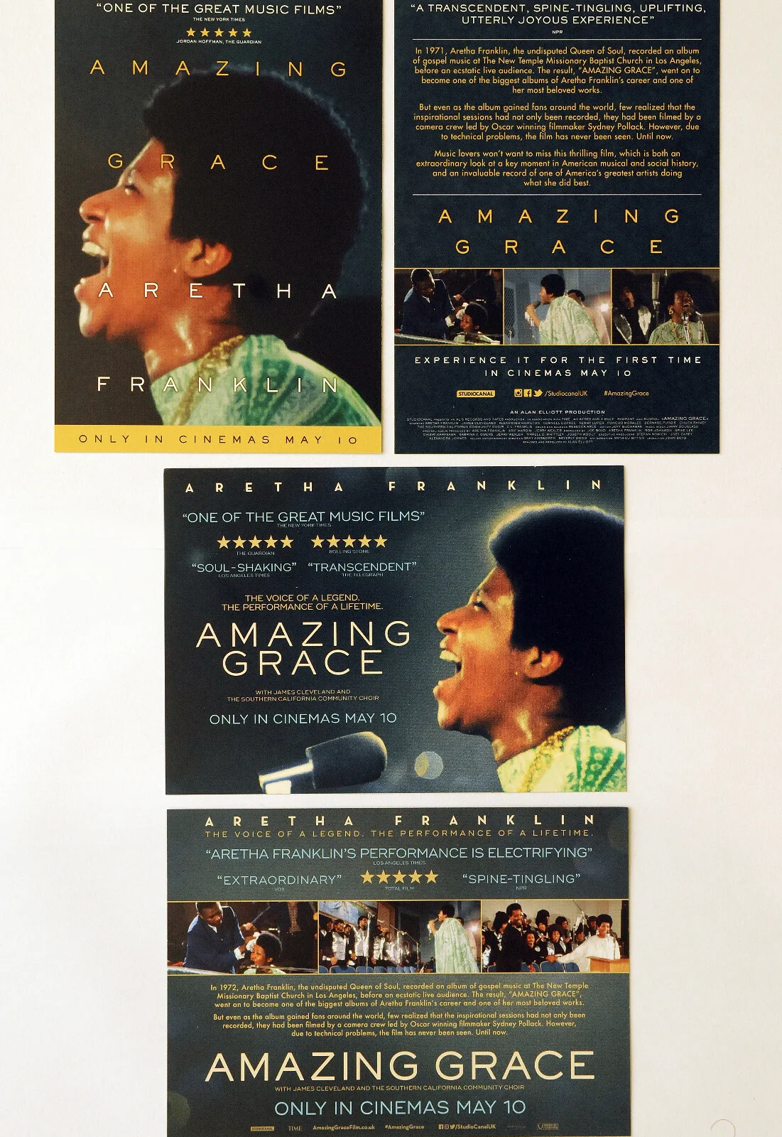 ARETHA FRANKLIN AMAZING GRACE FILM POSTCARDS X 4, изображение 2