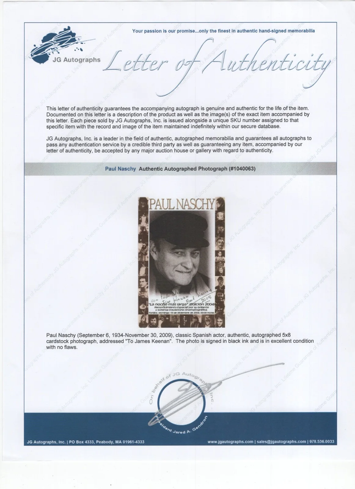 Paul Naschy Signed Flyer / Autographed Actor Spanish Frankenstein Dracula / COA, image 2
