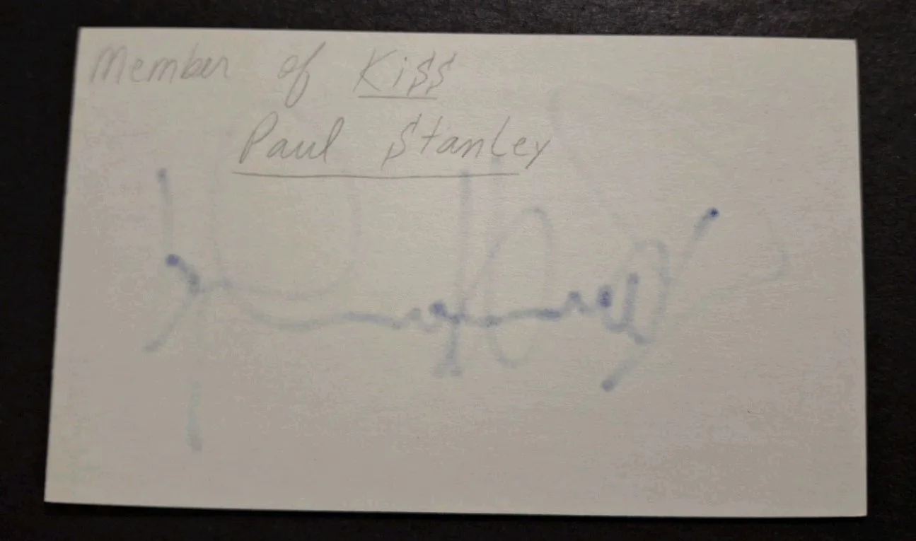 PAUL STANLEY - KISS "THE STARCHILD" ROCK BAND GUITAR PLAYER SIGNED Index W/PROOF, image 2