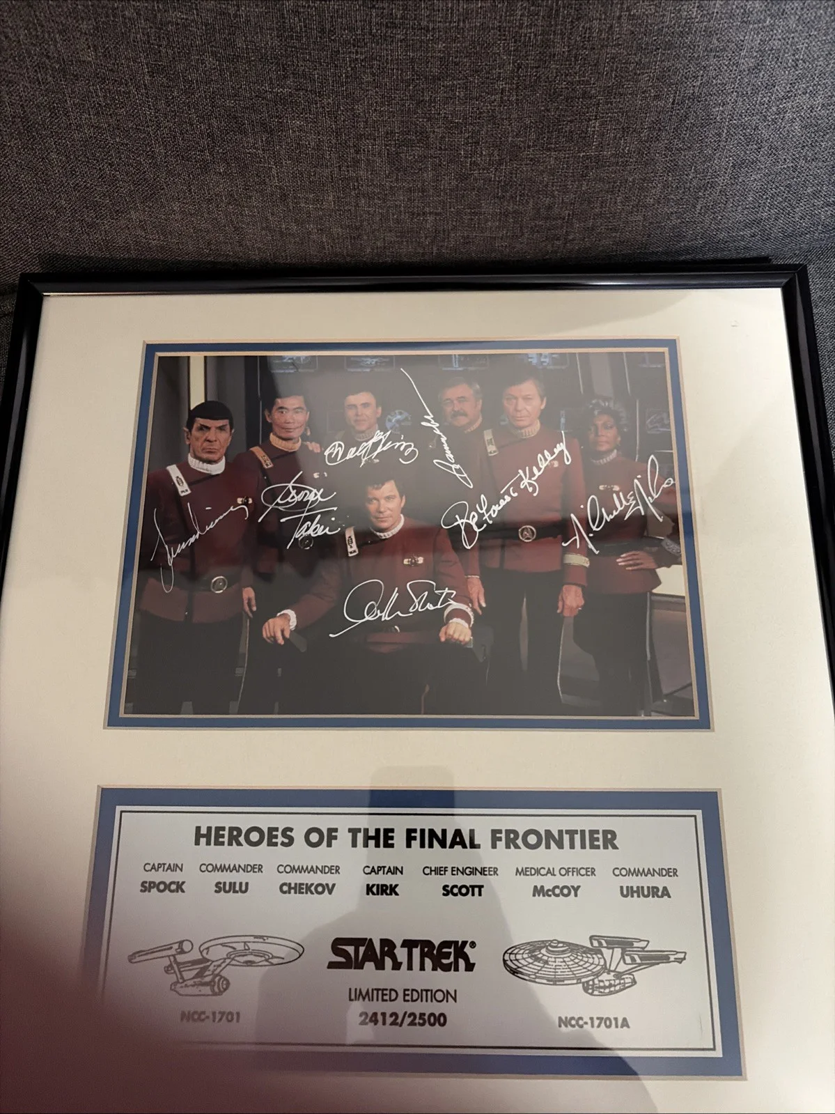 Star Trek Cast Crew Original Series Complete Signed Autographed Framed 2412/2500, image 3