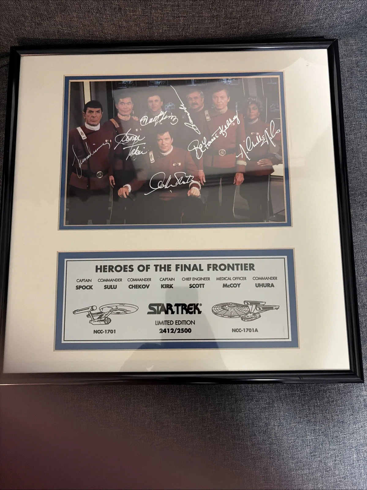 Star Trek Cast Crew Original Series Complete Signed Autographed Framed 2412/2500, image 4