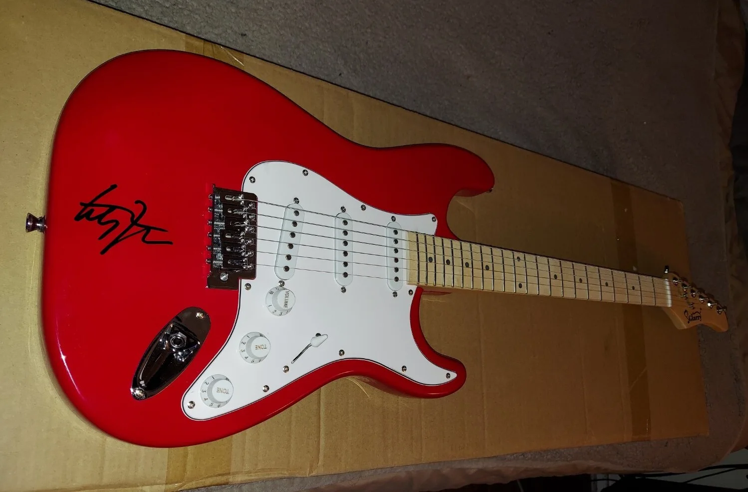 GHOST TOBIAS FORGE PAPA EMERITUS BAND Signed RED GUITAR JSA COA #YY61065, image 2