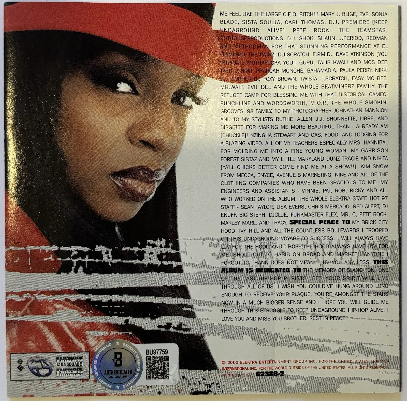 RAH DIGGA Autographed/Signed 8X10 DIRTY HARRIET CD Booklet Beckett BAS RARE!, изображение 2