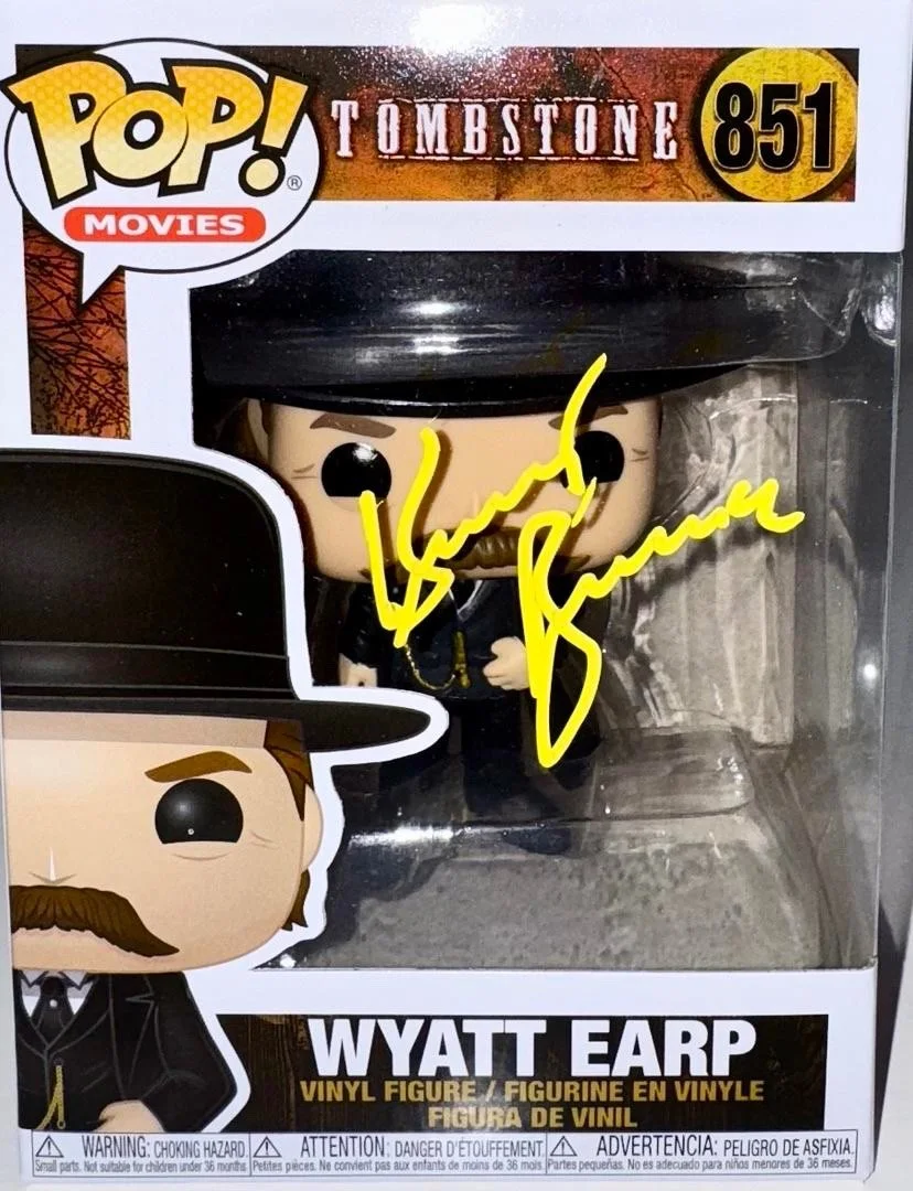 Kurt Russell — Kurt Russell Signed Funko #851 Wyatt Earp Tombstone (Yellow Ink)-Beckett LOA