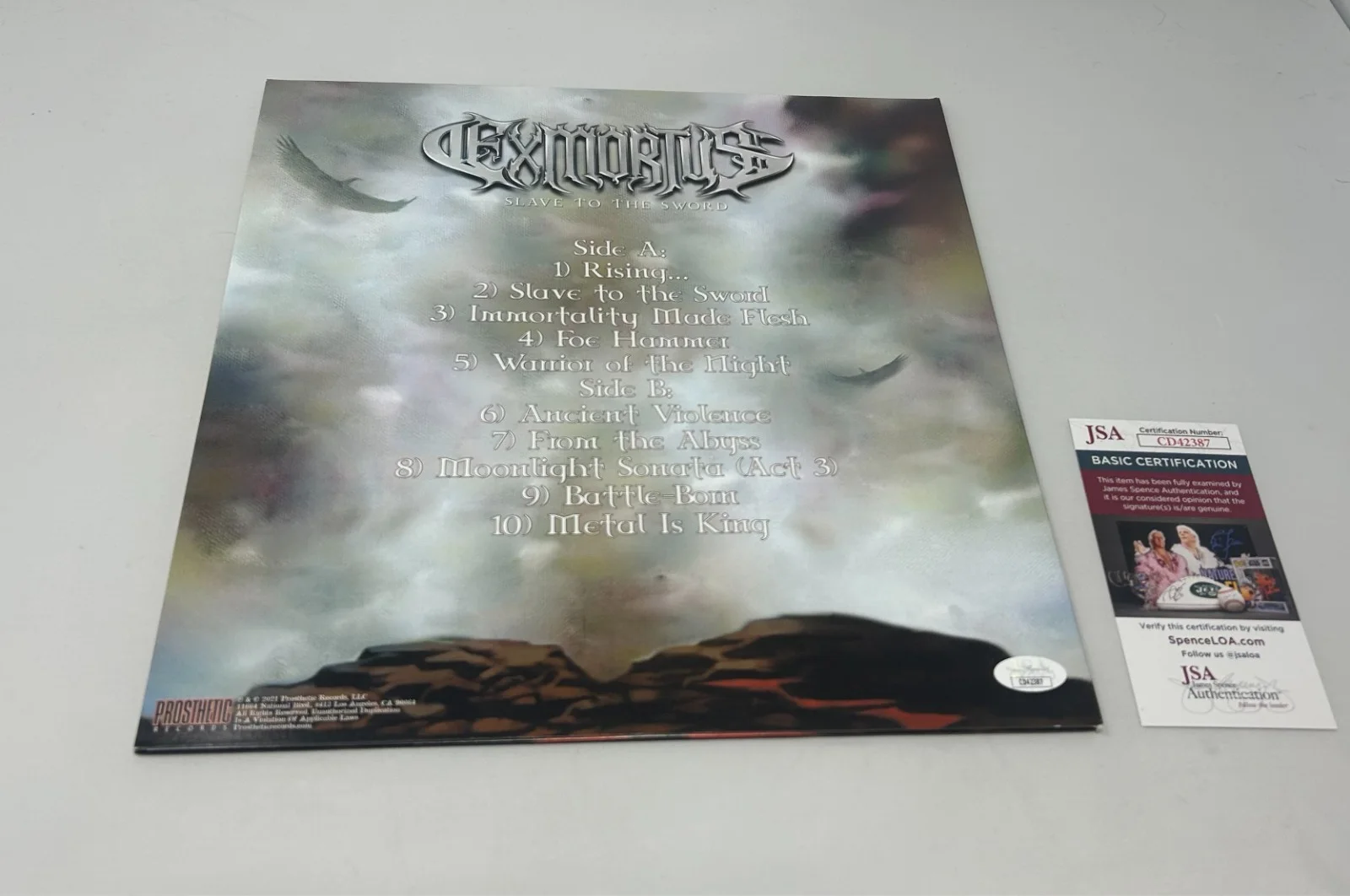 Exmortus signed Slave To The Sword Album JSA COA, image 2