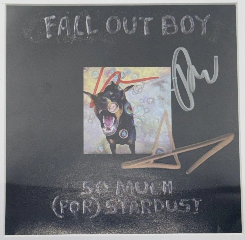 FALL OUT BOY SO MUCH FOR STARDUST SIGNED AUTOGRAPHED ART CARD NEW SEALED CD #3, image 2