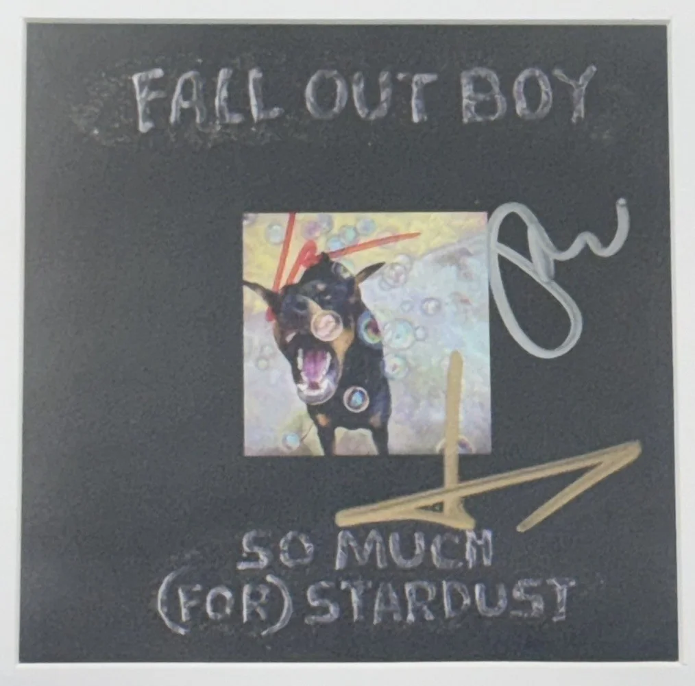 FALL OUT BOY SO MUCH FOR STARDUST SIGNED AUTOGRAPH ART CARD FRAMED MATTED CD #5, image 2