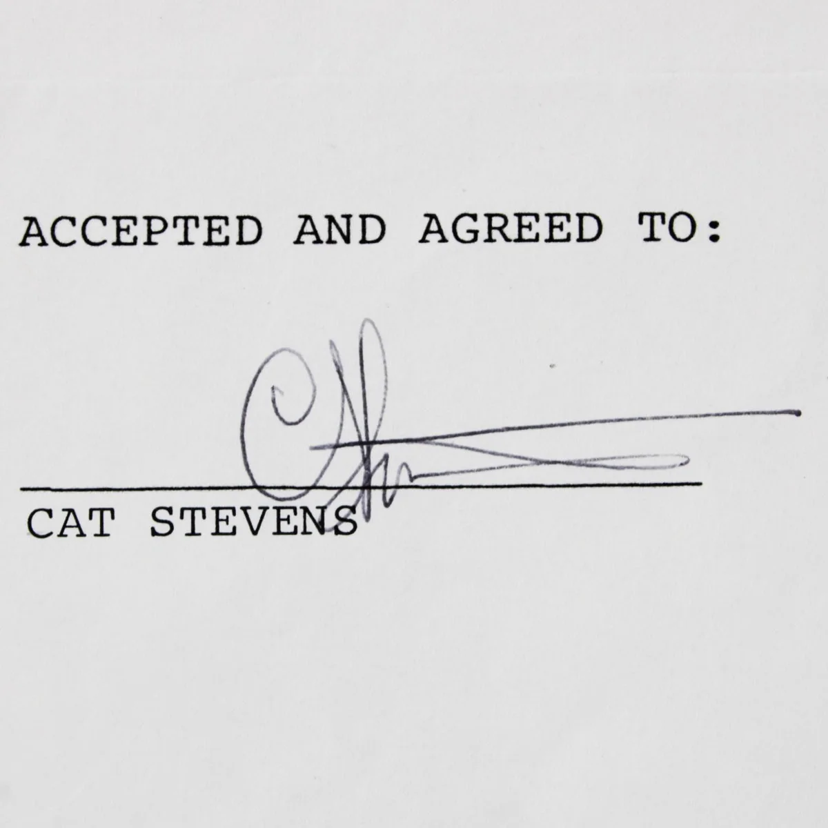 Cat Stevens Signed Contract - COA JSA, изображение 2