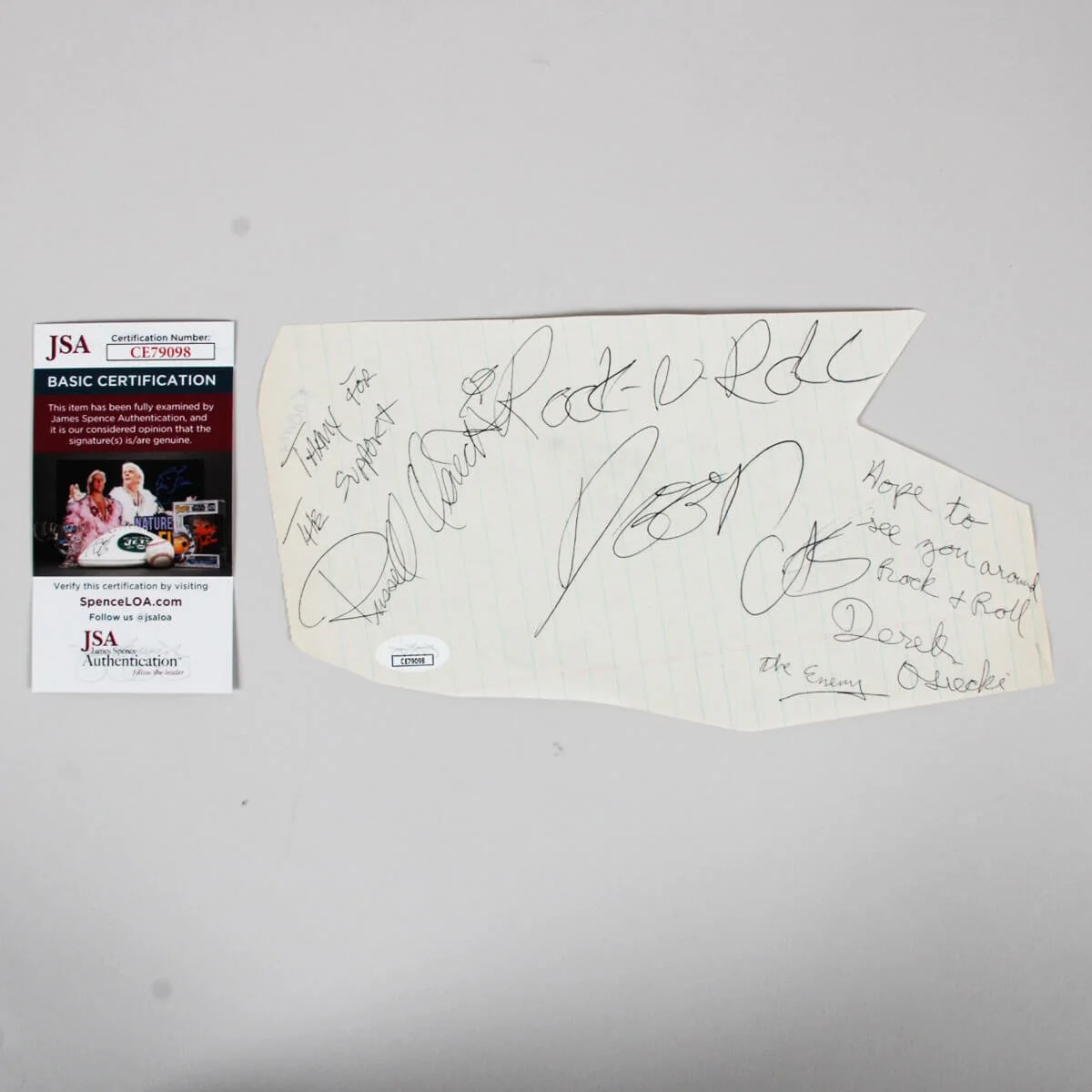 Big Umbrella Band Signed Cut - COA JSA, image 4