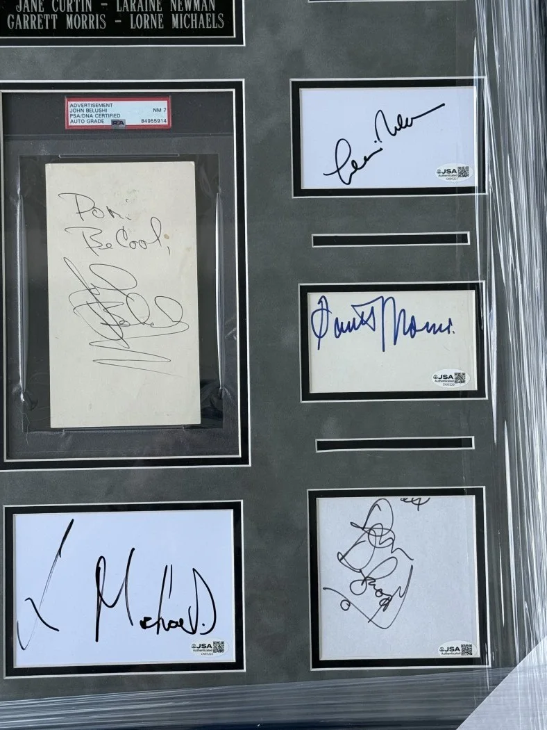 John Belushi, Dan Aykroyd, Chevy Chase, Gilda Radner — Saturday Night Live Signed Cast Cuts John Belushi Dan Aykroyd +6 Framed JSA, изображение 4