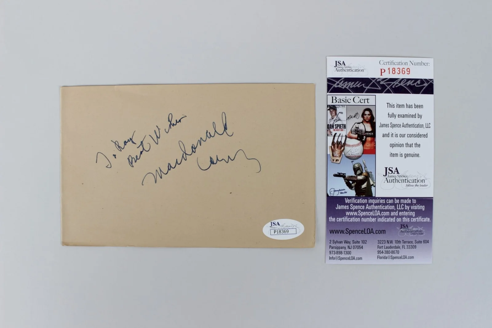 Harriet, Ozzie Nelson & MacDonald Carey Signed Cut - COA JSA, изображение 2