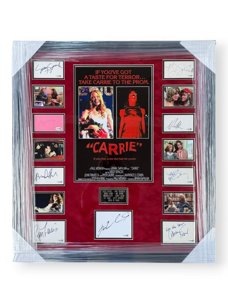 Sissy Spacek, John Travolta, Piper Laurie — Carrie Signed Cast Cuts Sissy Spacek John Travolta Piper Laurie +6 Framed JSA