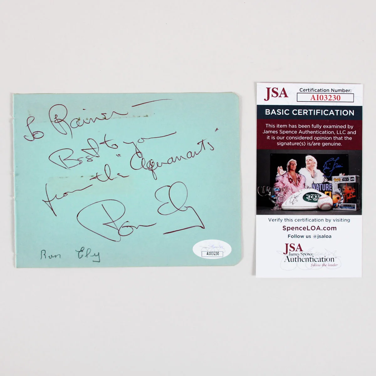 Eartha Kitt Signed Album Page w/ Ron Ely - COA JSA, image 2