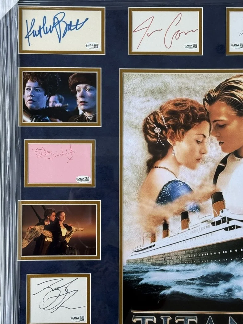 Leonardo DiCaprio, Kate Winslet, Kathy Bates, Frances Fisher — Titanic Signed Cast Cuts Leonardo DiCaprio Kathy Bates Billy Zane +11 Framed JSA, image 2