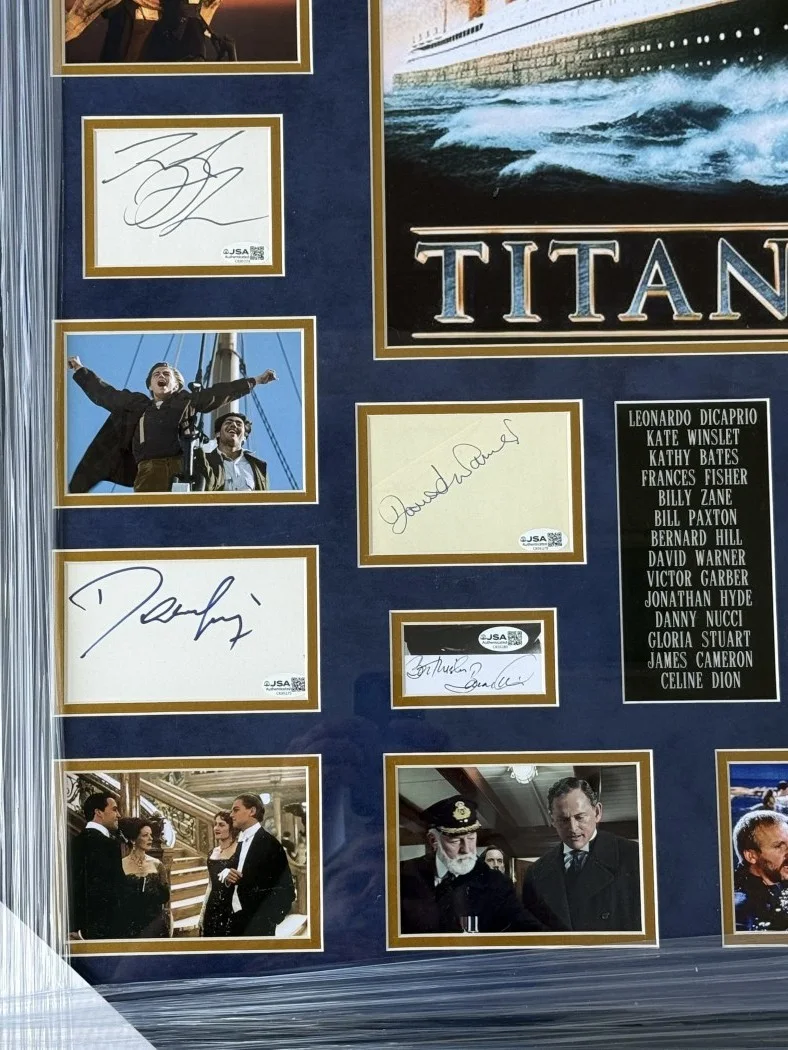 Leonardo DiCaprio, Kate Winslet, Kathy Bates, Frances Fisher — Titanic Signed Cast Cuts Leonardo DiCaprio Kathy Bates Billy Zane +11 Framed JSA, image 3