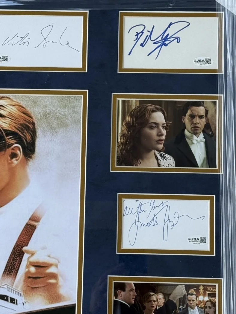 Leonardo DiCaprio, Kate Winslet, Kathy Bates, Frances Fisher — Titanic Signed Cast Cuts Leonardo DiCaprio Kathy Bates Billy Zane +11 Framed JSA, image 5