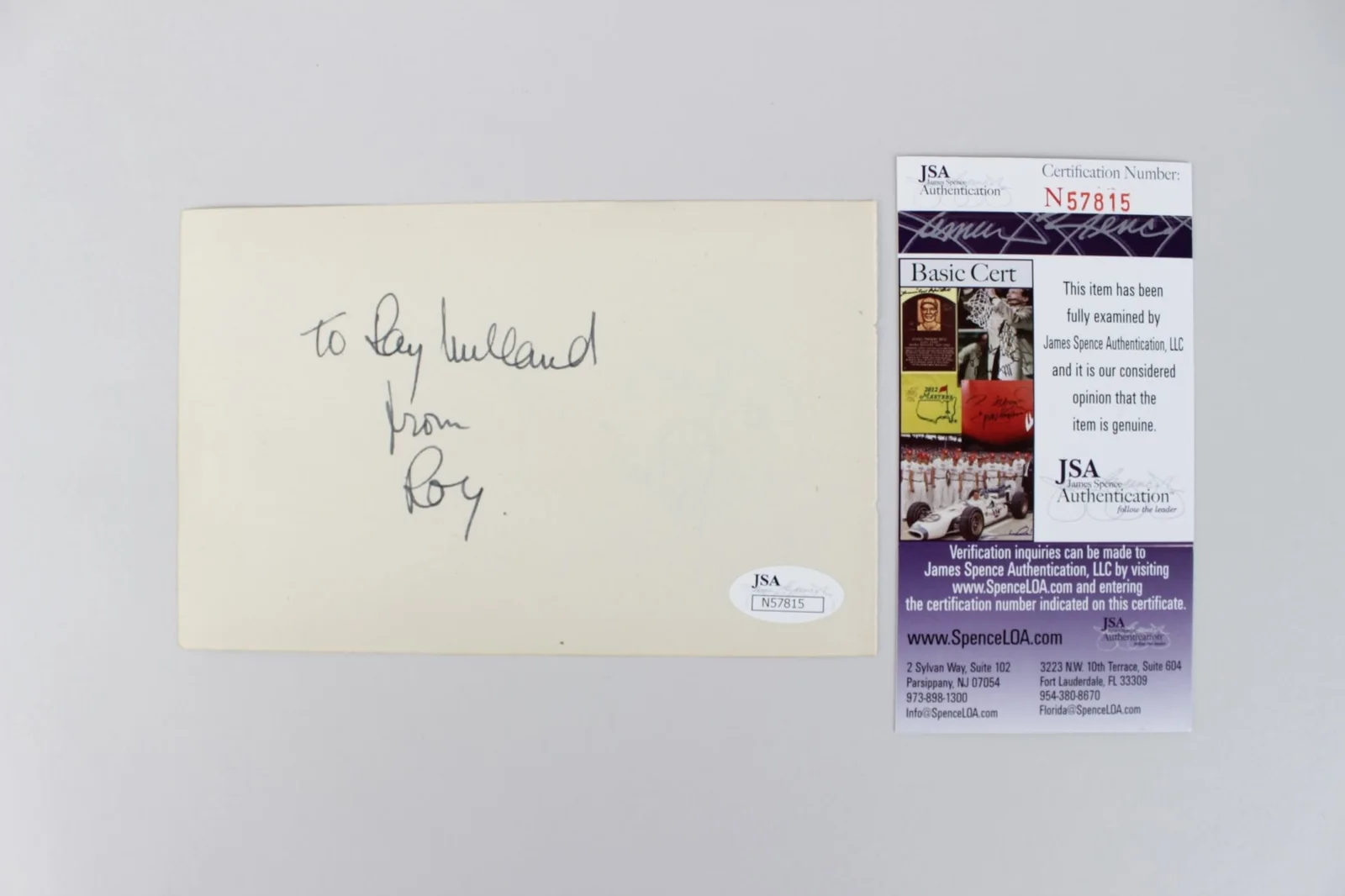Robert Young & Ray Milland Signed Cut - COA JSA, image 2