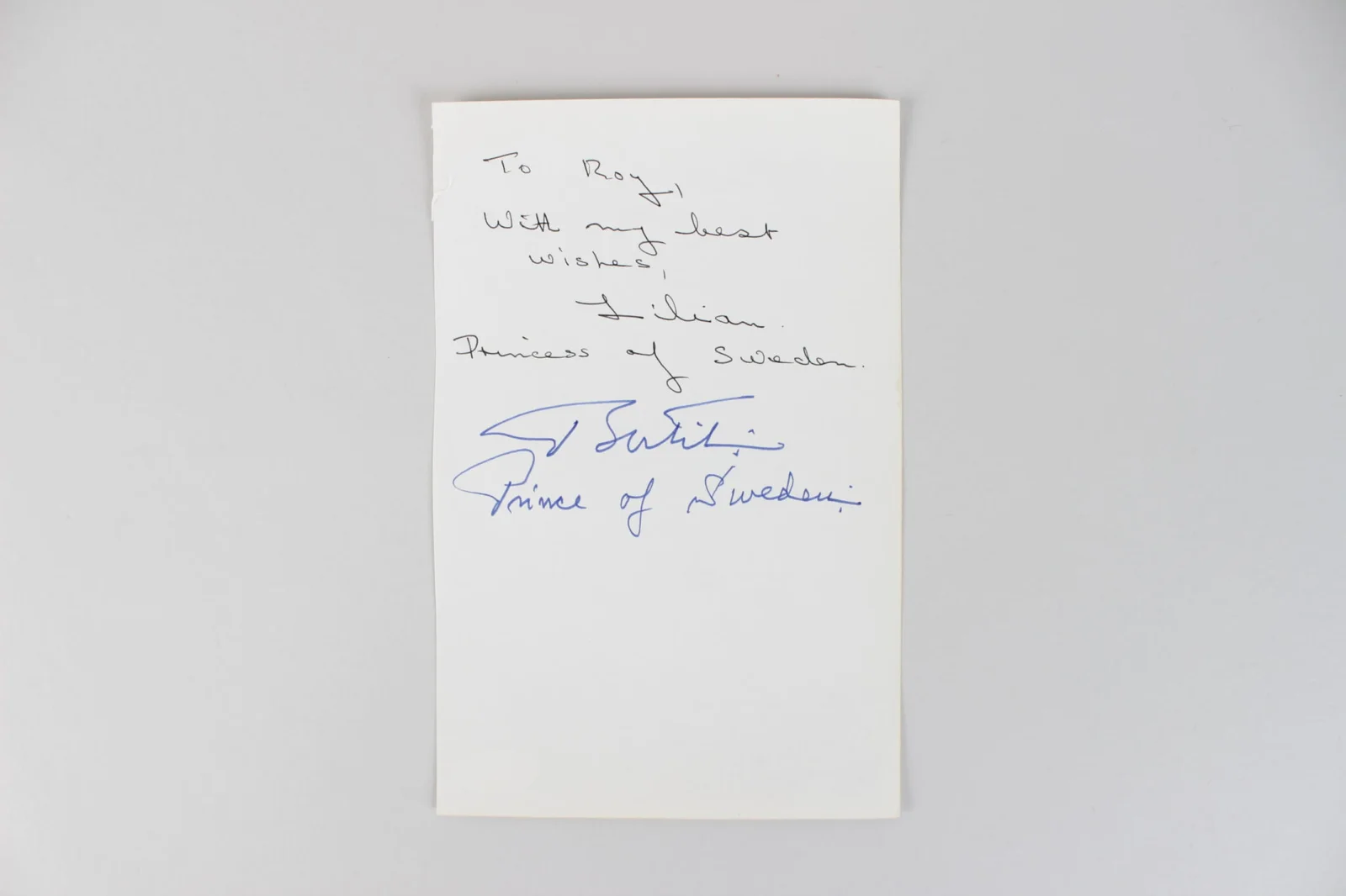 Prince Bertil & Lilian of Sweden Signed Cut - COA JSA, изображение 2
