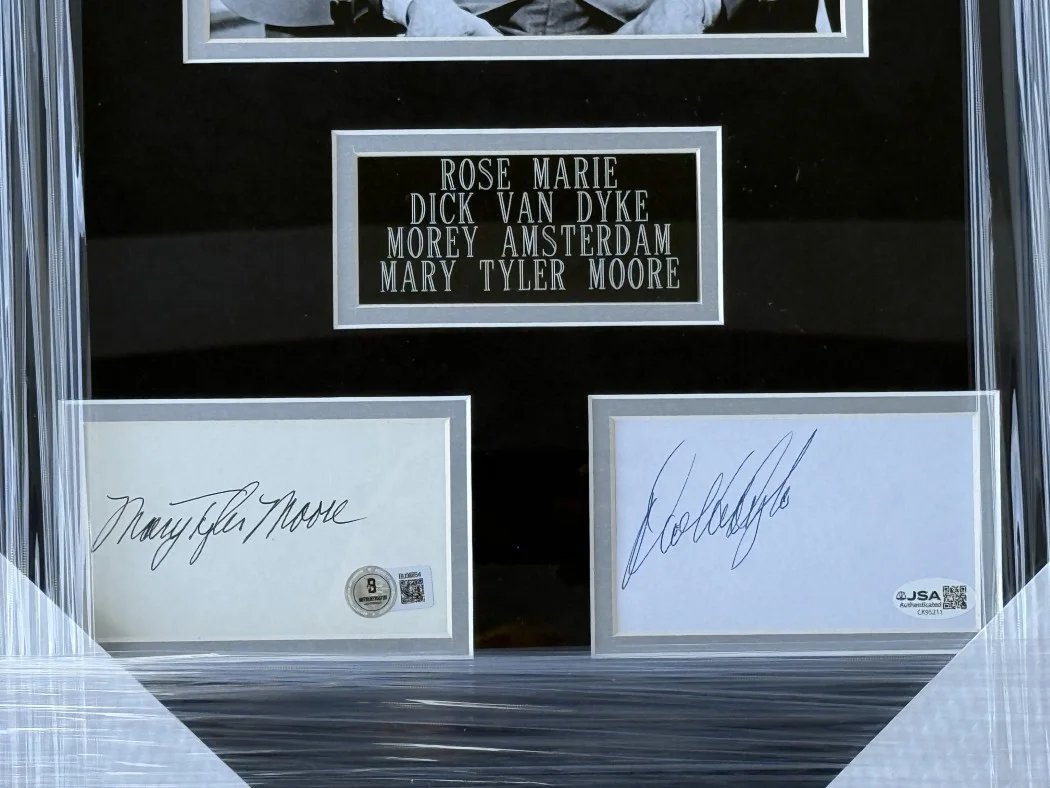 Rose Marie, Dick Van Dyke, Morey Amsterdam — The Dick Van Dyke Show Signed Cast Cuts Rose Marie Morey Amsterdam +2 Framed BAS, image 3