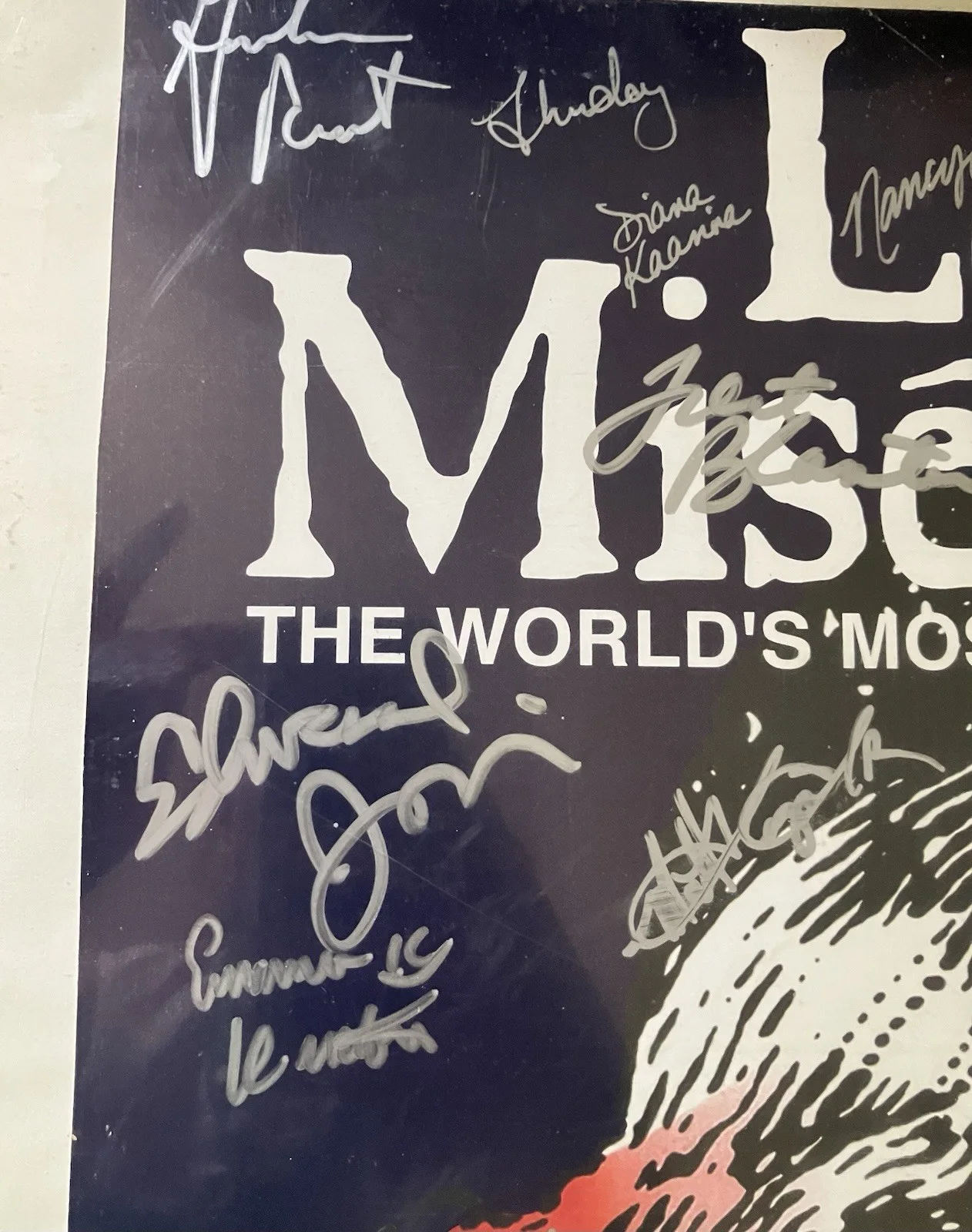 Framed/Signed Cast-signed Poster for the Broadway Musical Les Misérables, image 2