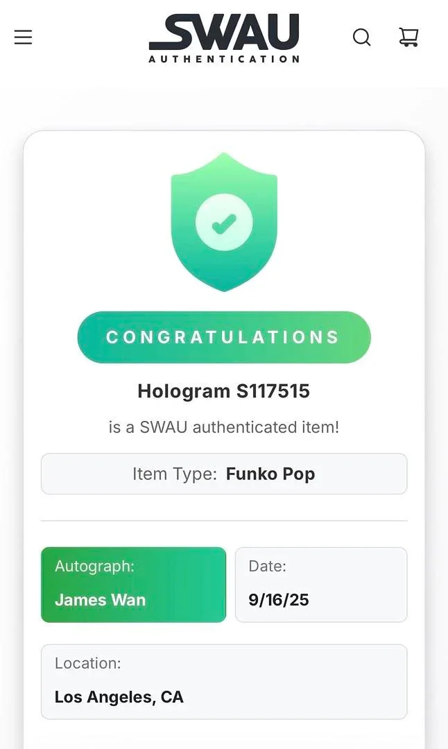 James Wan — James Wan "Jigsaw" signed Funko Pop #1820 (Saw) - SWAU COA *RARE*, image 5