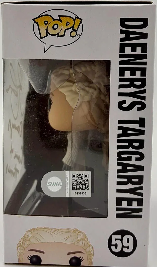 Emilia Clarke — Emilia Clarke Signed Funko #59 Daenerys Targaryen w/char name & quote (GOT)-SWAU, изображение 4
