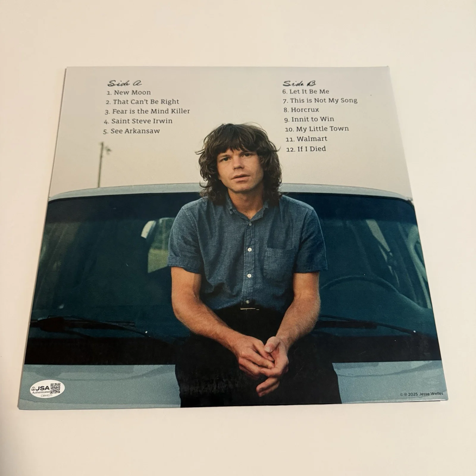 JESSE WELLES SIGNED PATCHWORK VINYL RECORD FOLK SINGER JSA COA, image 3