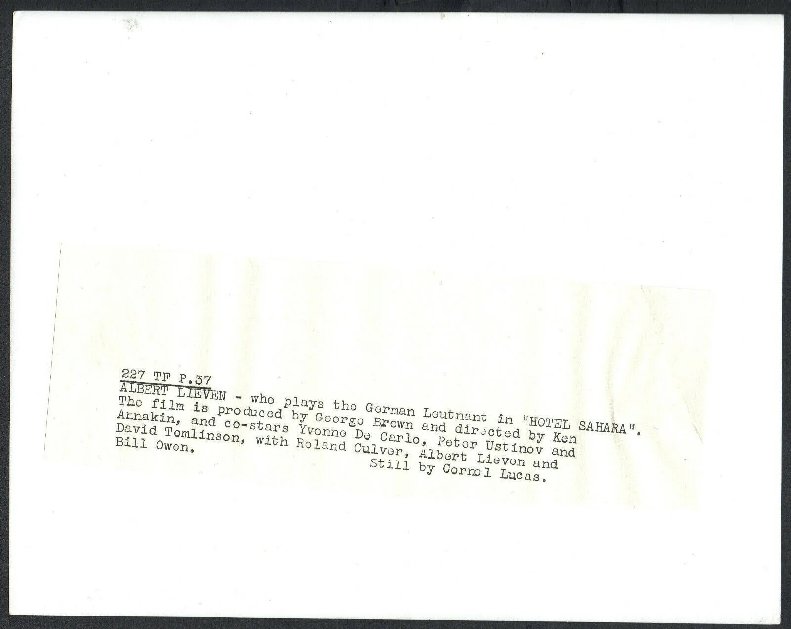 HOTEL SAHARA 1951 Albert Lieven CORNEL LUCAS PORTRAIT #P37, изображение 2
