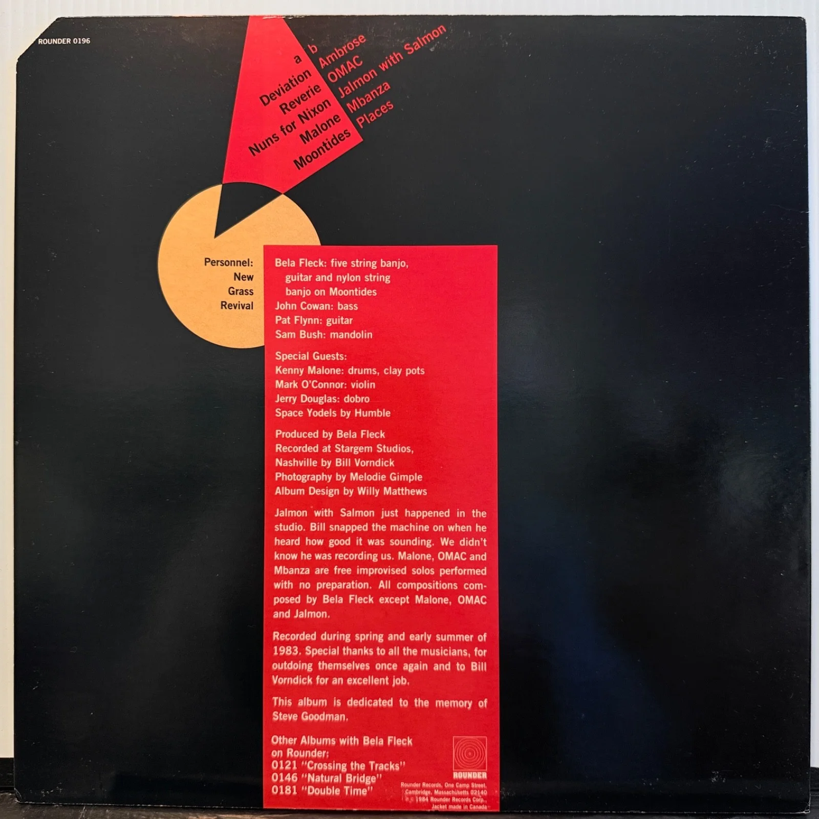 AUTOGRAPHED Bela Fleck - Deviation | USA VINYL pressing | Rounder 0196 | 1984, image 3