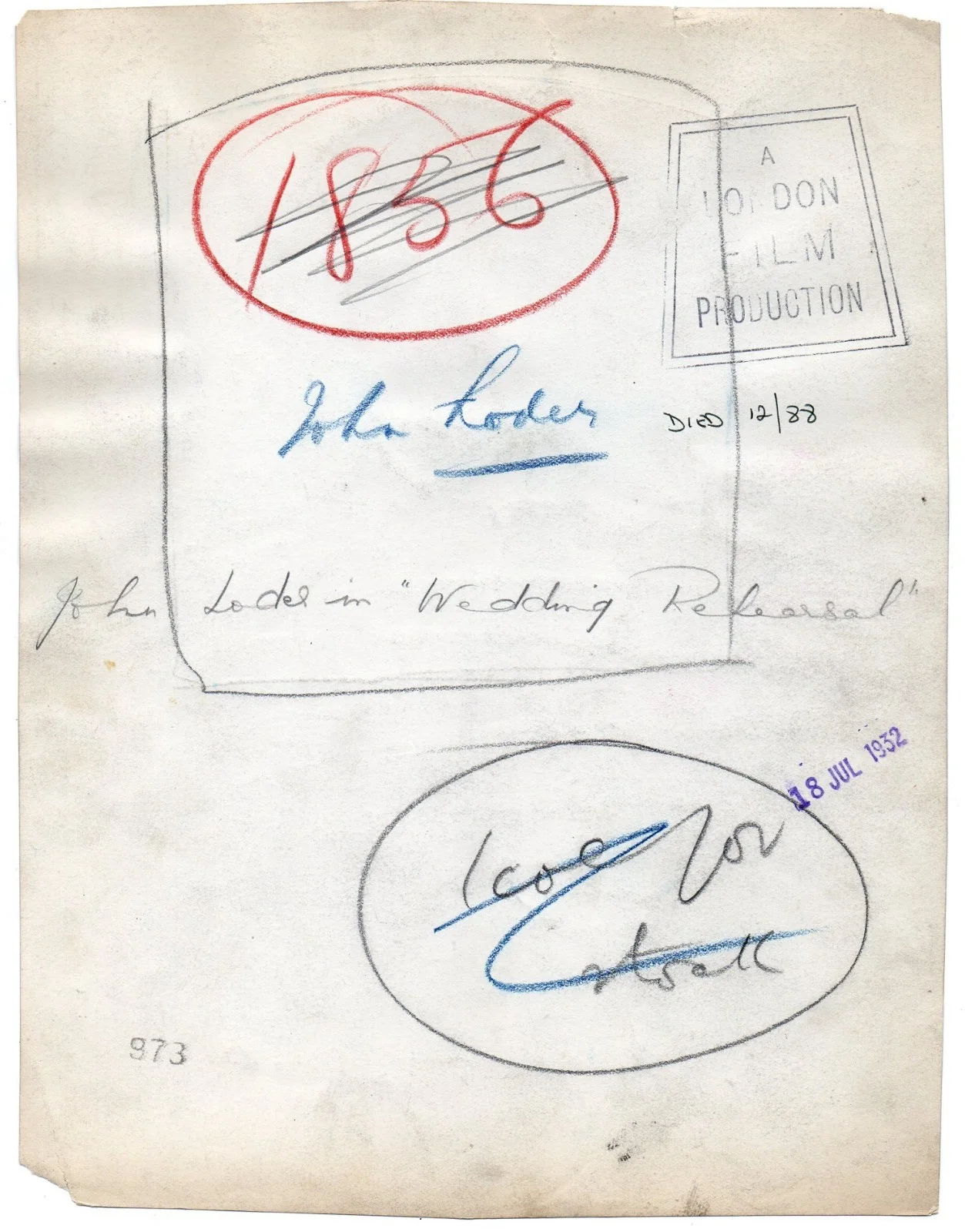 WEDDING REHEARSAL 1932 JOHN LODER Alexander Korda PORTRAIT #106, image 2