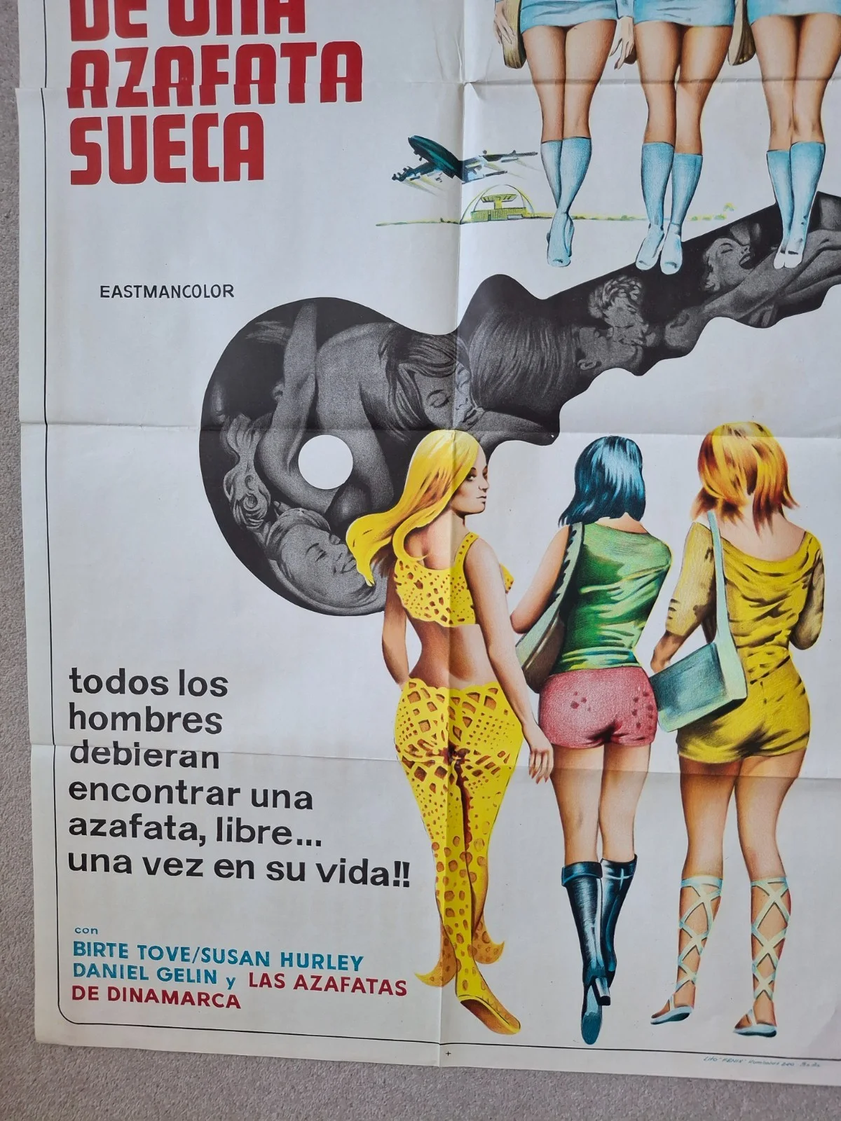Confesiones de una azafata sueca Original Vintage Spanish Cinema Poster, изображение 2