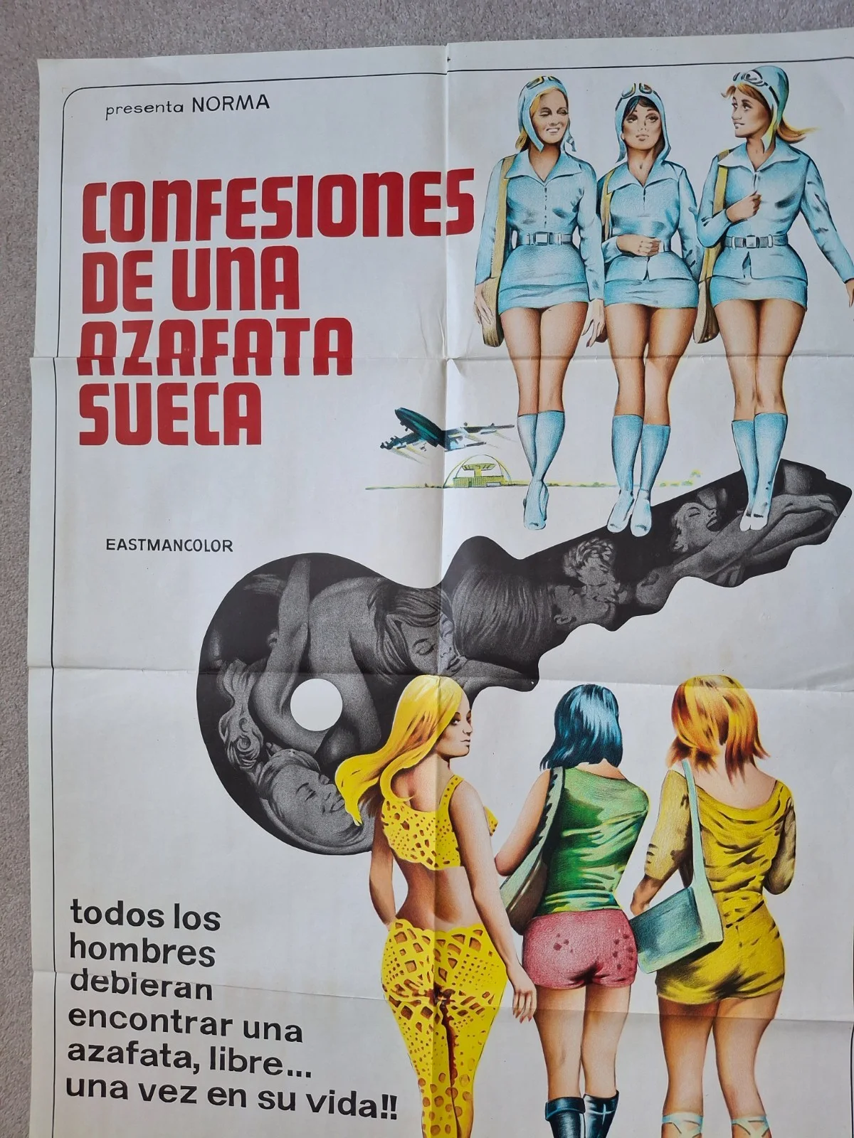 Confesiones de una azafata sueca Original Vintage Spanish Cinema Poster, изображение 3