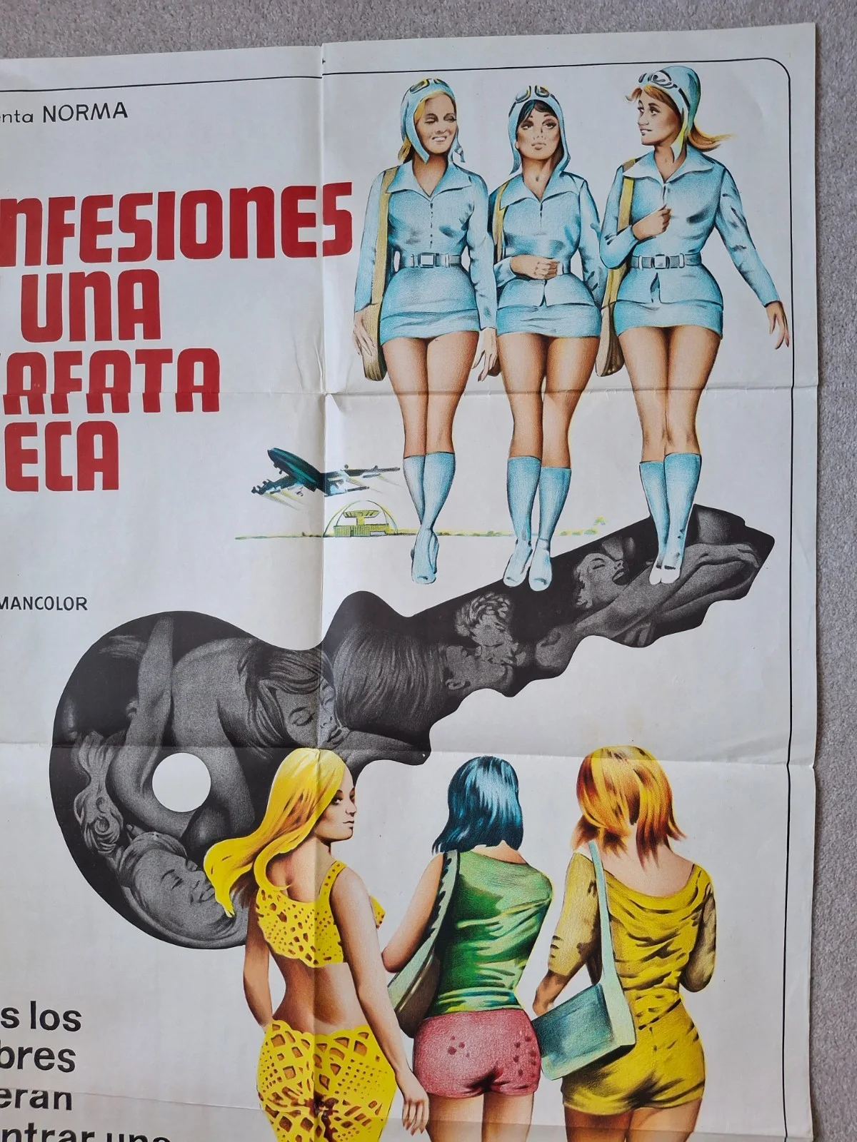 Confesiones de una azafata sueca Original Vintage Spanish Cinema Poster, изображение 4