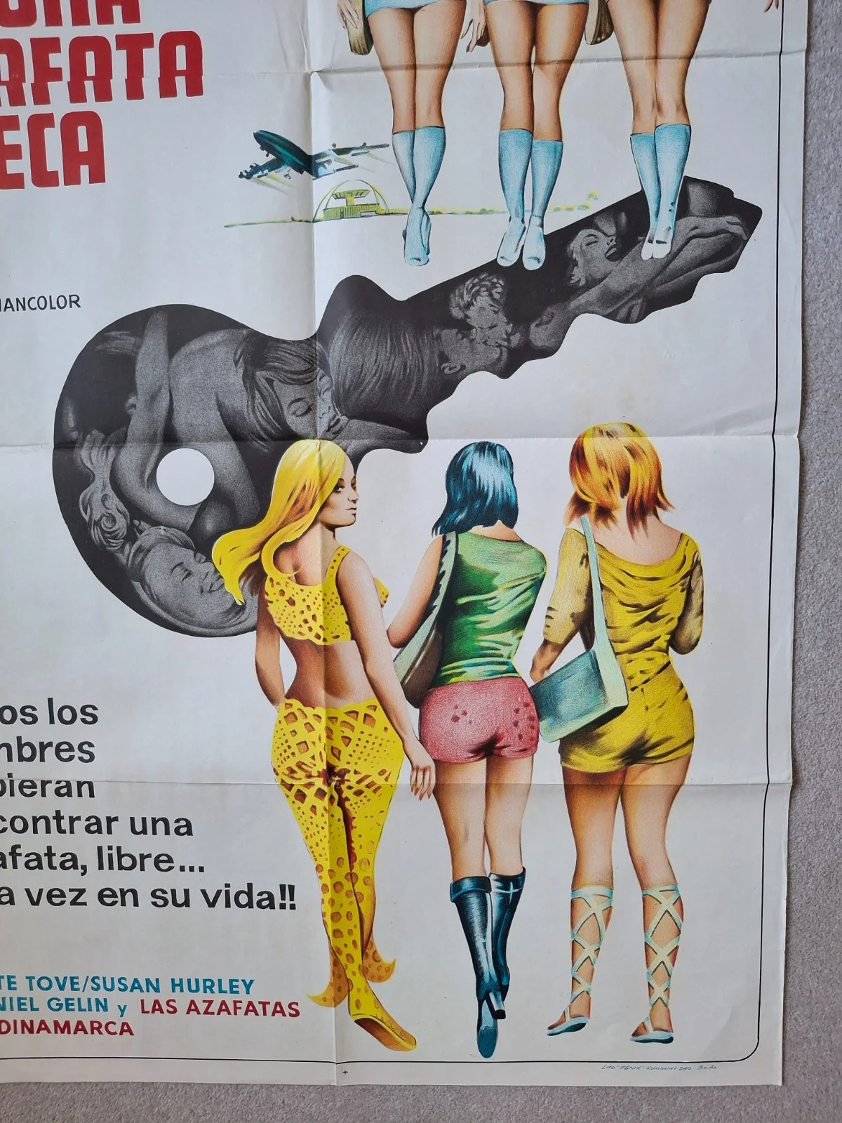 Confesiones de una azafata sueca Original Vintage Spanish Cinema Poster, изображение 5
