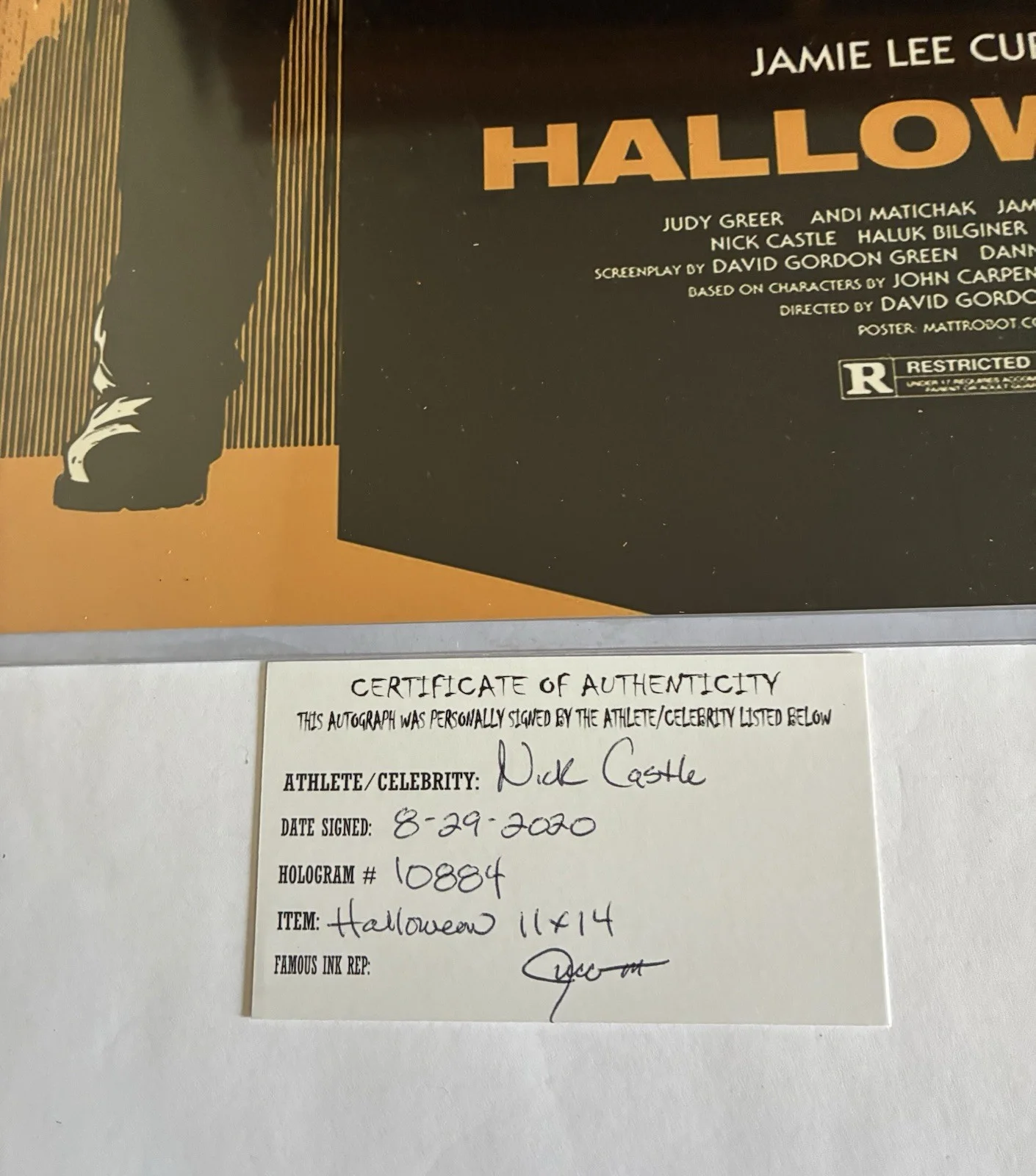 NICK CASTLE AUTOGRAPH SIGNED 11X14 PHOTO "THE SHADE" HALLOWEEN MOVIE WITH COA, изображение 3