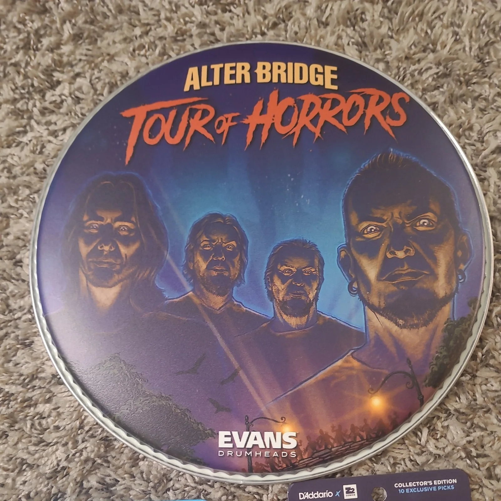 Alter Bridge Tour Of Horrid Limited 10” Evans Drum Head Z2 Exclusive Plus More, изображение 2