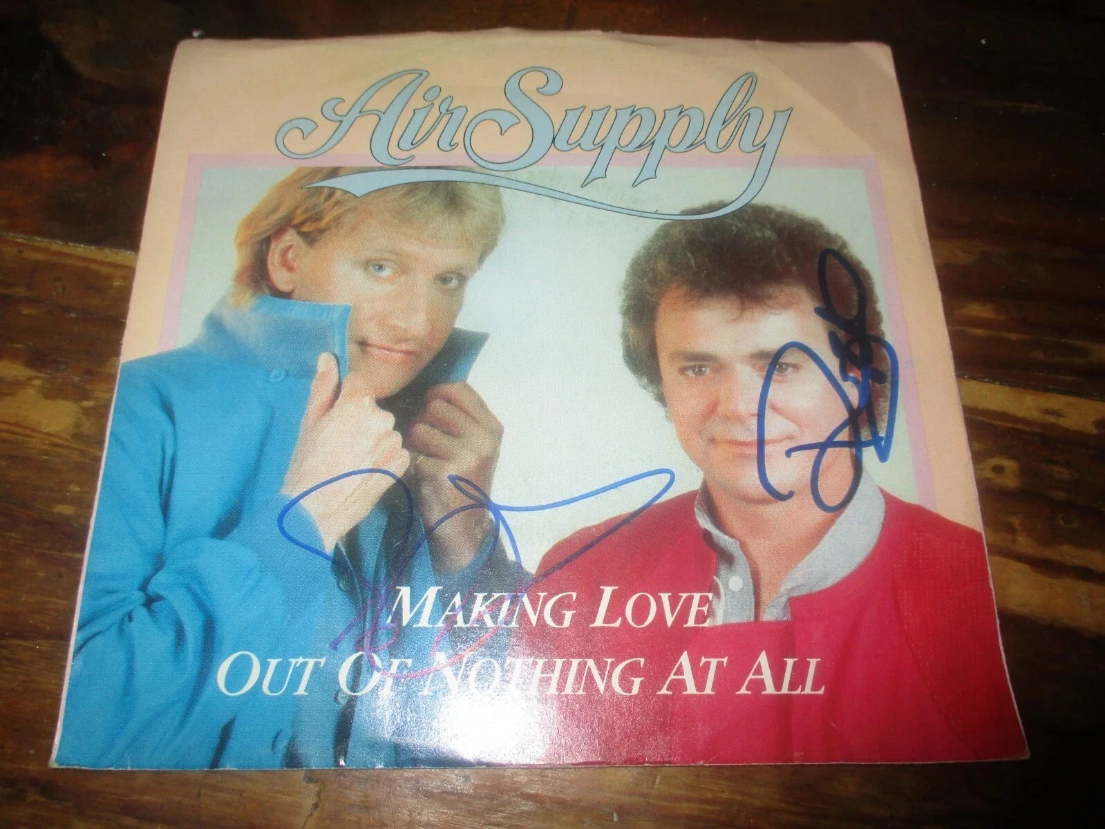 AIR SUPPLY AUTHENTIC AUTOGRAPHED/SIGNED VINYL 45 RECORD GRAHAM RUSSELL +1, изображение 2