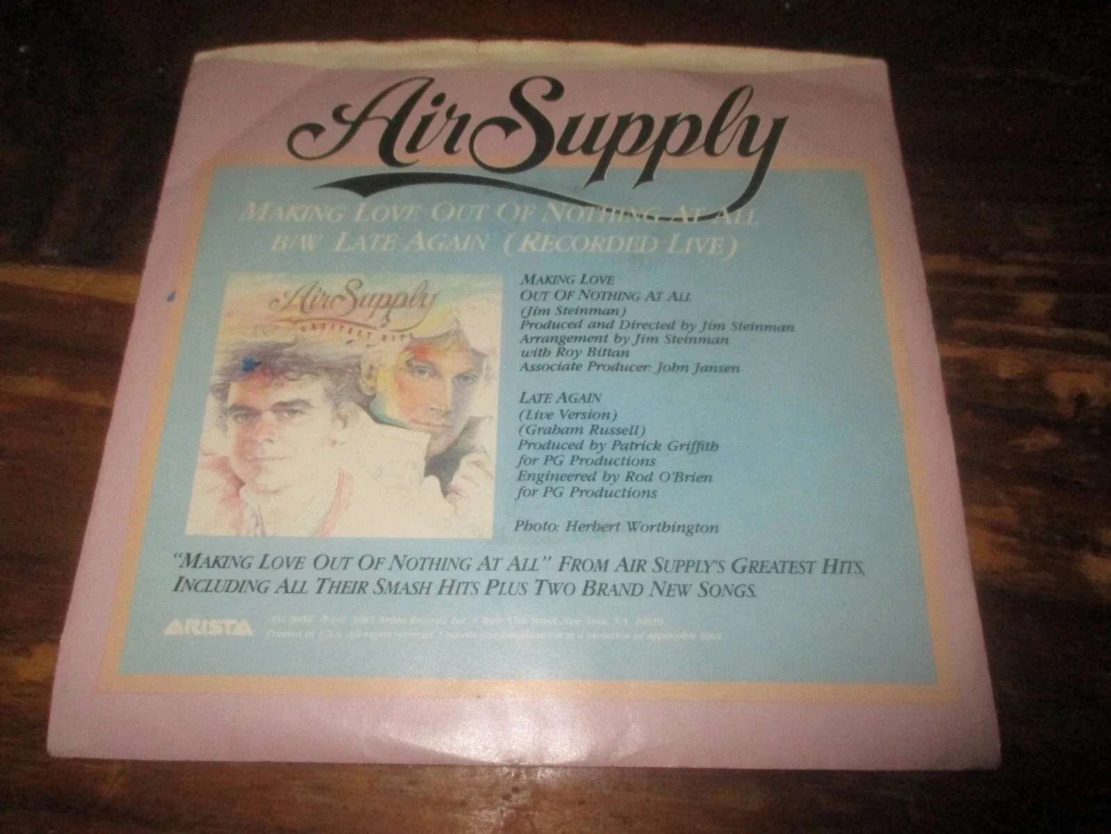 AIR SUPPLY AUTHENTIC AUTOGRAPHED/SIGNED VINYL 45 RECORD GRAHAM RUSSELL +1, изображение 4